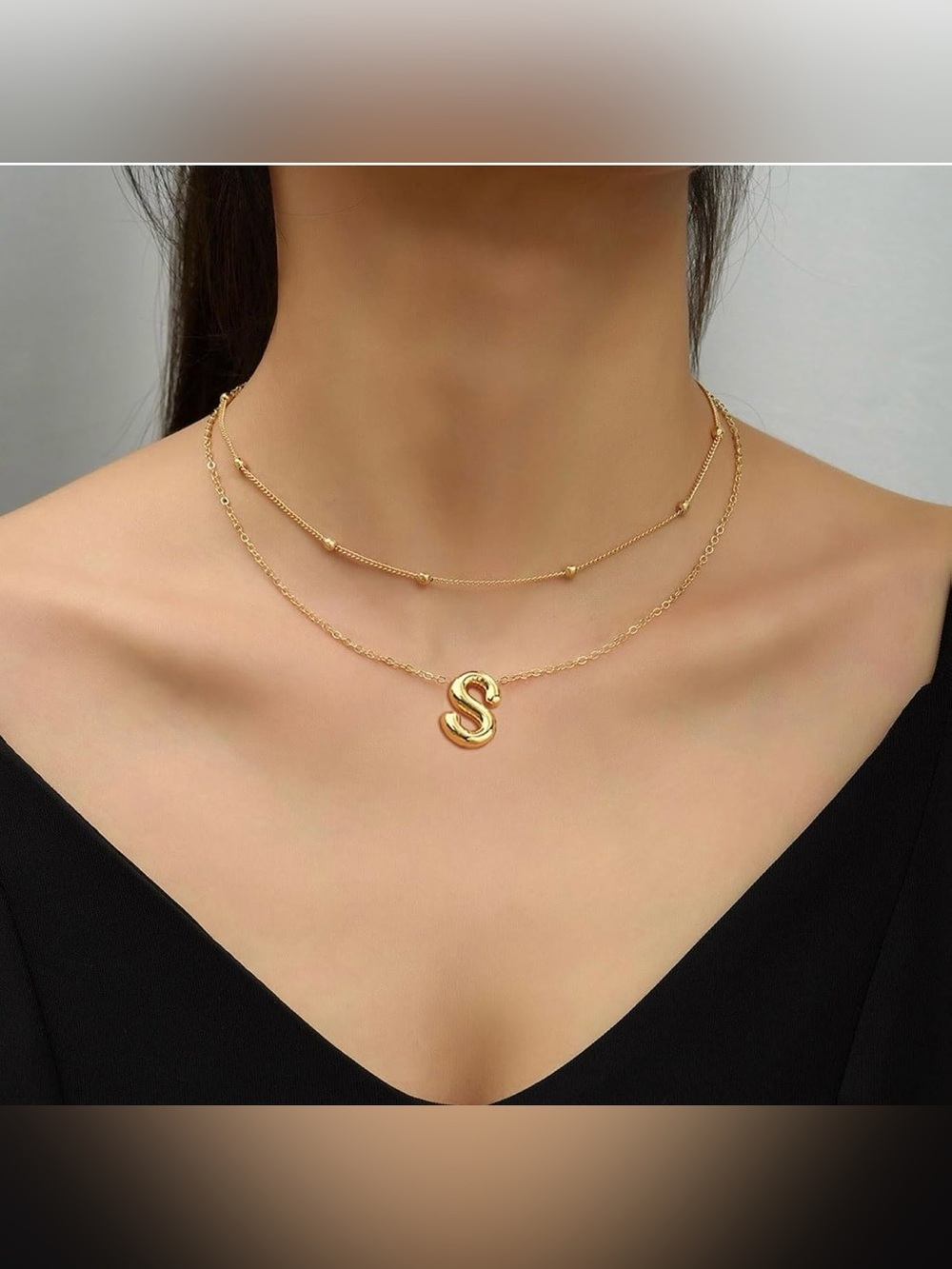 PANSHI Jewelry Statement Initial Necklace Set